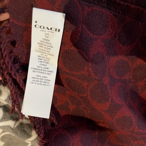 NWOT Coach reversible signature and plaid Burgundy and Black Scarf Unisex Warm - Picture 8 of 8